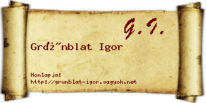 Grünblat Igor névjegykártya